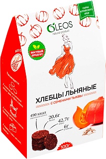 Хлебцы льняные с семенами тыквы 100г (Олеос)