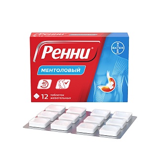 Купить ренни таб ментол n12 (байер) Ренни таб ментол N12 (Байер)