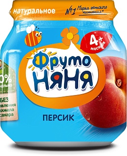 Фруто Няня пюре персик б/сахара с 4мес 100г (Прогресс)