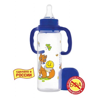 Курносики Бутылочка пласт+соска силик 250мл 11139 (Мир Детства)