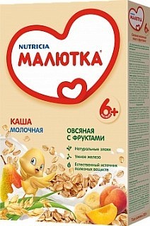 Купить малютка каша молоч овсяная с фруктами с 6мес 220г (нутриция) Малютка каша молоч овсяная с фруктами с 6мес 220г (Нутриция)