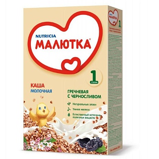 Малютка каша молоч гречневая с черносливом с 4-х мес 220г (Нутриция)
