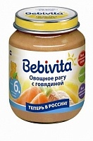 Бебивита Пюре овощное рагу с говядиной 100г